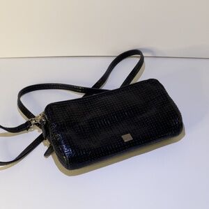 Kooba Black Embossed Leather Crossbody Wallet Bag — Multi-Compartment